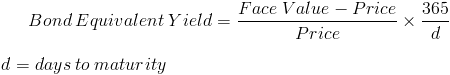 Bond Equivalent Yield Formula
